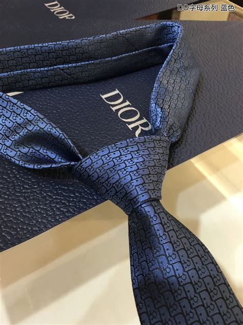 Dior Oblique Tie Blue and Black Silk